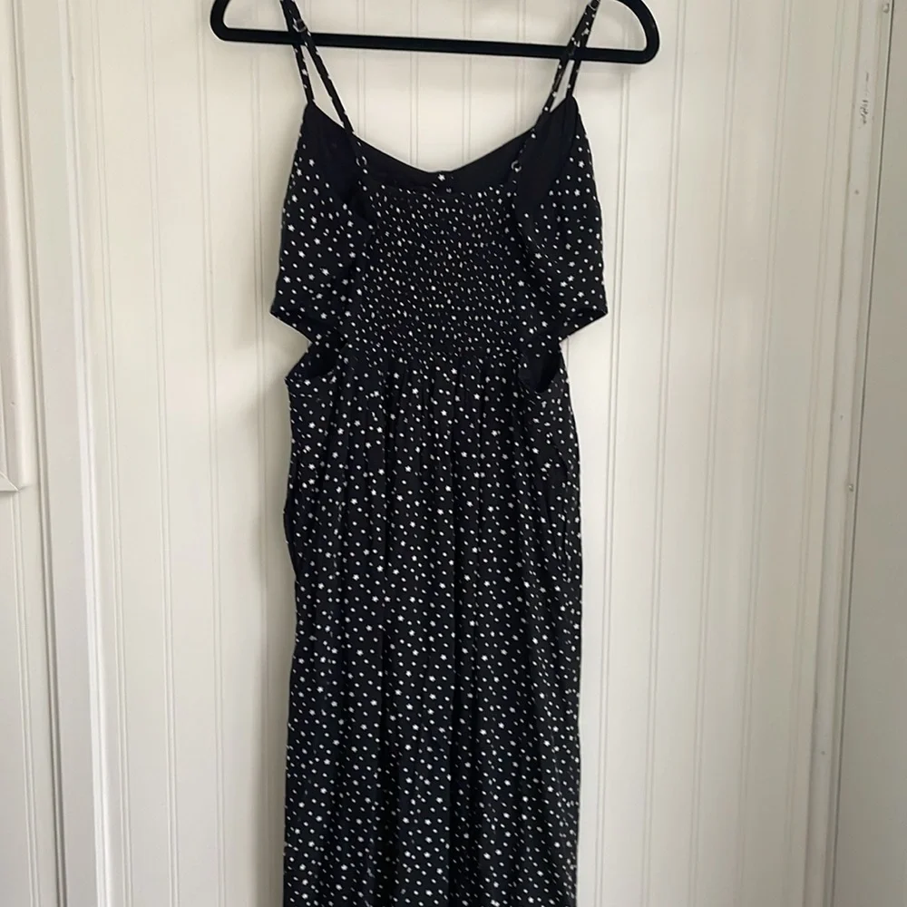 ABERCROMBIE AND FITCH black maxi dress cut out sides NWT smocking pockets XST‎